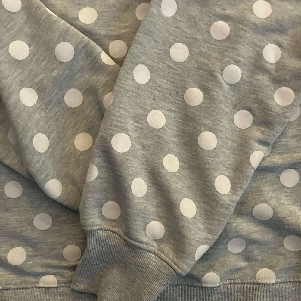 2/$35 Ricki's Gray & White Crew Neck Polka Dot Long Sleeved Sweatshirt Large - Picture 4 of 5